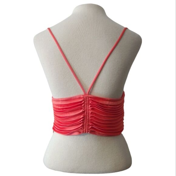 A.L.C. Ari Pleated Crop Satin Crop Top in Spiced Coral Size 13 - Picture 5 of 9